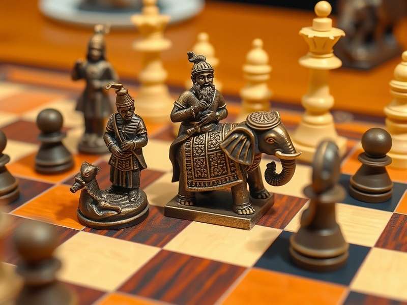 Sanyasi Chess Wizard game board with traditional Indian chess pieces